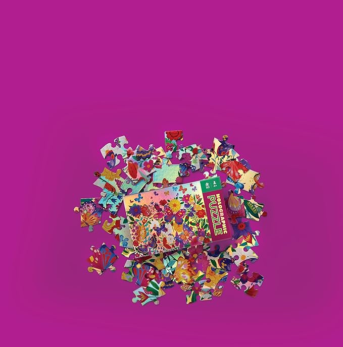 Crocodile Creek 50-Piece Jigsaw Puzzle - Fun Table or Floor Puzzles for Kids Ages 4-6 and Up - Includes Heavy-Duty Shaped Box for Storage - Butterfly - 12" x 8" Finished