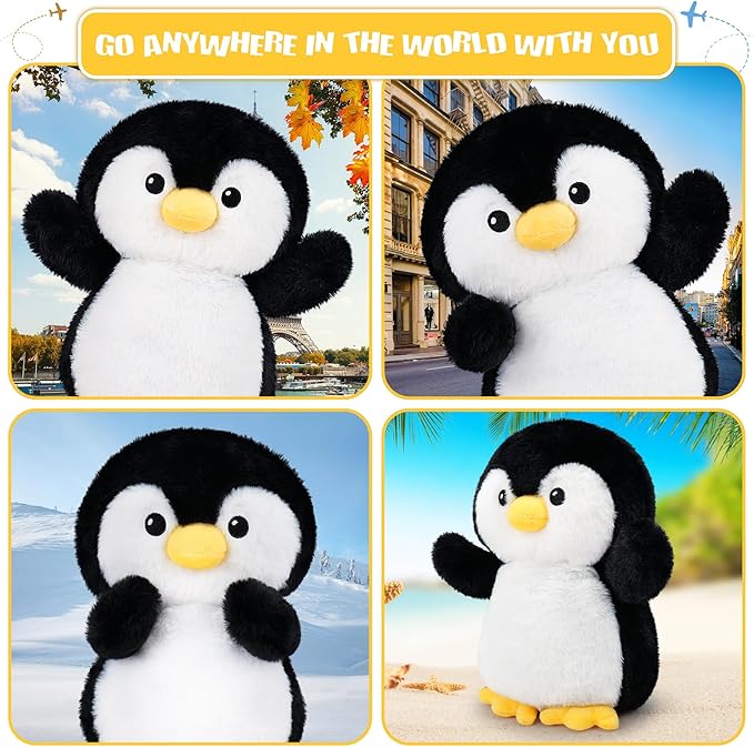 Penguin Microwavable Heating Pad-1.2lb Heating Pads for Cramps &Period Pain Relief for Women & Kids,Soft Pillow Plush Toy, Coolable & Heatable Weighted Stuffed Amimals, Birthday Gift for Women Kids