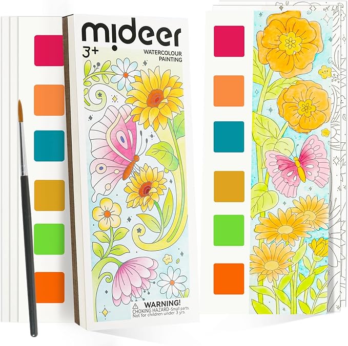 Watercolor Painting Coloring Books, Paint with Water Arts & Crafts Kit for Kids, Pocket Watercolor Paint Bookmarks, Class Activities Art Supplies Party Favors Birthday Gift for Boys and Girls