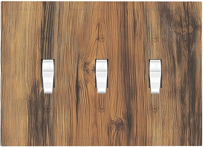 Decorative Switch Plates Vintage Rustic Country Brown Wood 3 Gang Wall Plate Triple Toggle Light Switch Cover Faceplate Electrical Wall Panels For Farmhouse Cabin Decor