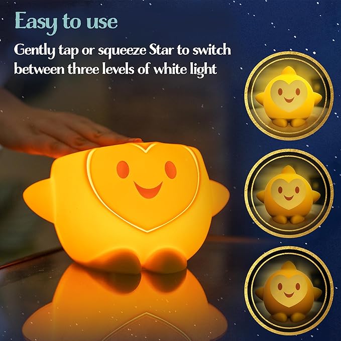 Disney Wish Squishy Light, Night Light for Kids, USB Lamp, Battery Operated, Dimmable, Star Light Ideal for Bedroom, Playroom, Living Room, 79616