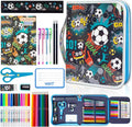Washable Markers Set with Glitter Pencil Case, Art Supplies for Kids Ages 4-6-8, Arts Crafts Travel Coloring Kit for Boys 4 5 6 7 8 Year Old Birthday Gifts