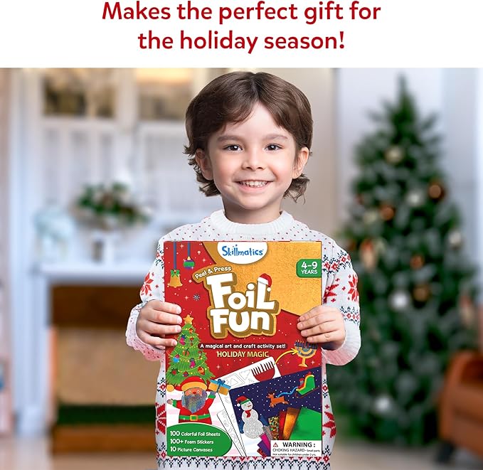 Skillmatics Foil Fun - Holiday Magic, No Mess Art for Kids, Christmas Craft Kits & Supplies, DIY Creative Activity, Travel Toys, Gifts for Boys & Girls Ages 4, 5, 6, 7, 8, 9