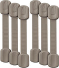 Bates- Child Safety Strap Locks, 6 Pack, Warm Gray, Baby Cabinet Locks with Adjustable Strap Length