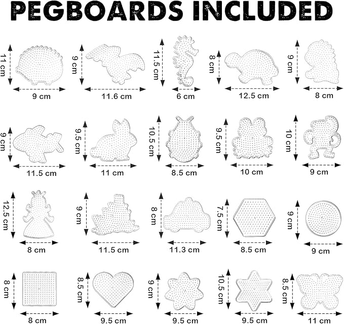 FUNZBO 13200 5mm Fuse Beads Kit - Fuse Beads Set with 20 pcs Special Shaped Pegboards, Home School Arts and Crafts Supplies for Kids, Birthday Gifts for Girls and Boys Age 5+ Years Old