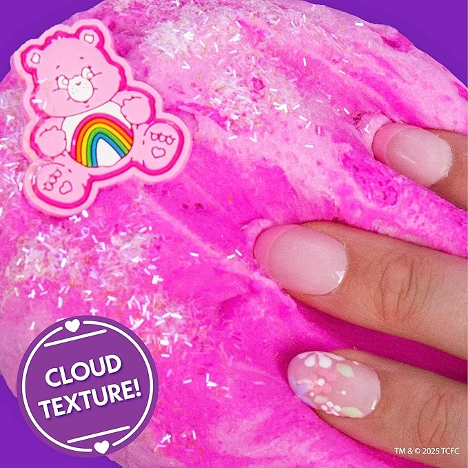 Care Bears Cheer Bear SLIMYGLOOP, Pink Bubblegum-Scented Cloud Slime, Collectible Charm Included, Care Bear Party Favors, Fun Goody Bags Stuffers, Cute Things for Girls