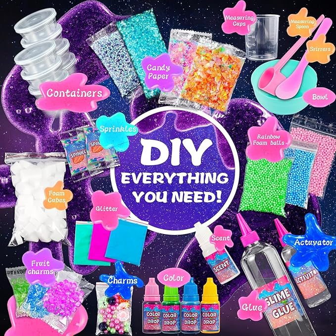Unicorn Fruit Garden Crunchy Slime Kit,Ice Screen Cake Slime Sparkling Slime Making Kit,Foam, Jelly Cube Slime for Party Favors Kids Boys Girls Birthday Carnival Treasure Classroom Prizes