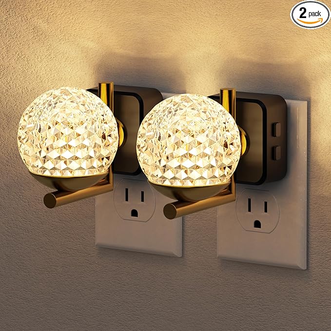 JandCase LED Night Light, 3000K Warm White & RGB Color Changing Night Lights Plug into Wall, Dusk to Dawn Light Sensor, 180° Rotatable Plug in Nightlights for Bathroom, Bedroom, Hallway 2 Pack