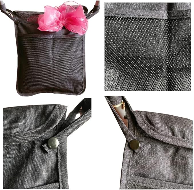 2PCS Pack Umbrella Strollers Organizer, Side One for Toys and Snacks,The Back One For Mommy to Keep Keys, Phone, Snacks, Bottles,Nappy Diaper Storage, Detachable (BLACK D)