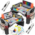 PILLANI Kids Travel Tray for Car - Carseat Tray w/iPad Holder & Dry Erase Board, Road Trip Essentials - Toddler Lap Desk Organizer for Airplane - Roadtrip Activities & Travel Essentials - Pack of 2