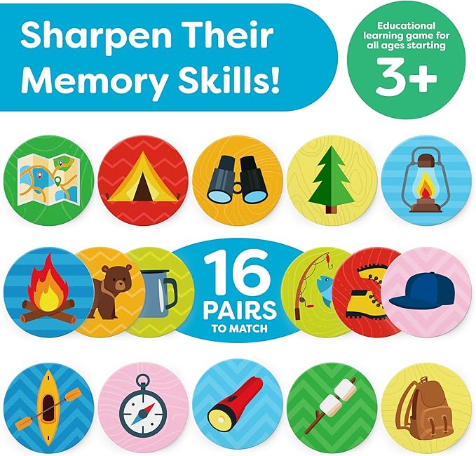 Momo & Nashi Matching Game - Memory Games for Kids Ages 4-8 - Memory Matching Games for Toddlers 3-5 - Kids Camping Toys Gifts - Preschool Board Game - Preschool Learning Activities Educational Toys