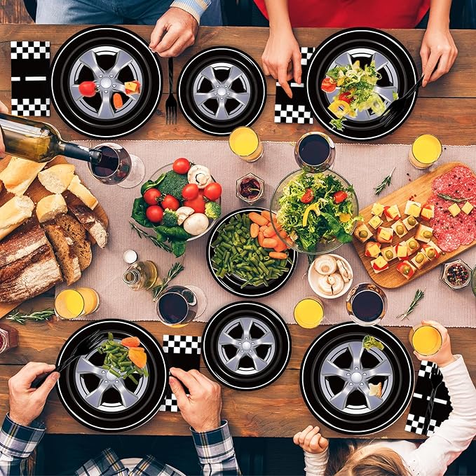Kepeel 200Pcs Race Car Party Plates and Napkins Sets, Racing Car Race Track Party Supplies Decorations Racing Sports Themed Dinnerware for Kids Boys Birthday Baby Shower Home Decor, Serves 50