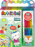 Bright Stripes Art on the Go Nature Theme Travel Kit for Kids Ages 3+ | Mess-Free 50 Pages Coloring & Sticker Activity Set with Crayons & Stencil | Portable Art Set for Toddlers and Preschoolers