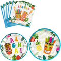 WERNNSAI Hawaiian Luau Party Supplies - 48 PCS Luau Plates And Napkins Tropical Tiki Birthday Decorations Hawaiian Paper Plates Tableware Set for Summer Pool Beach Party Serves 16 Guests