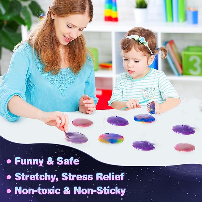 24 Pack Galaxy Slime Party Favors for Kids Slime Cup Bulk Stretchy & Non-Sticky DIY Stress Relief Putty Toy Birthday Halloween Christmas Stocking Stuffers, Classroom Reward for Girls Boys