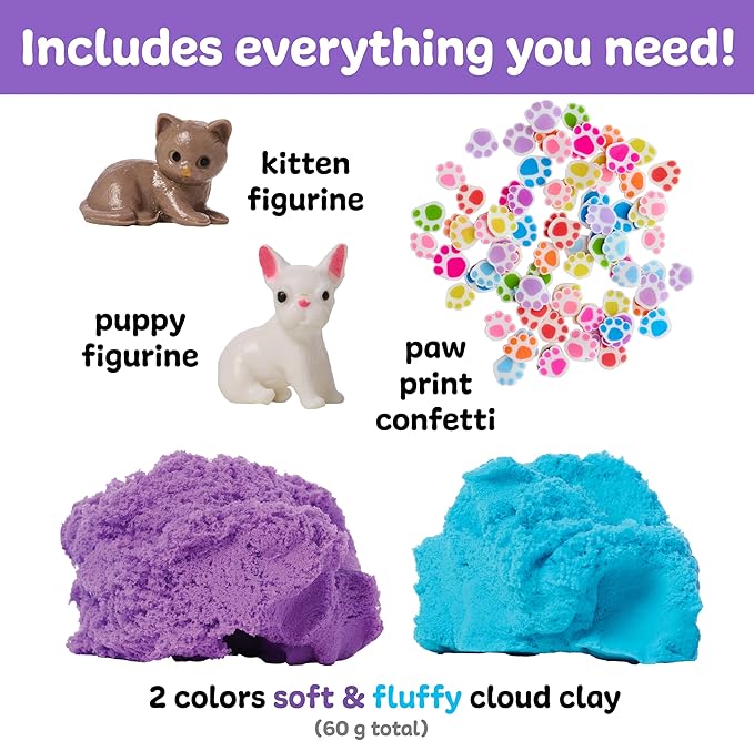 Creativity for Kids Sensory Minis Pets Kit | Cloud Clay Sensory Toy for Kids | Spring Crafts | Mess-Free, Screen-Free Travel Activity for Kids (Ages 3+)