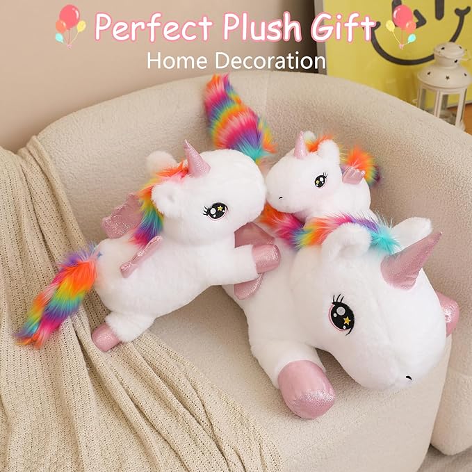 SQEQE Weighted Unicorn Plush, Weighted Unicorn Stuffed Animal, Cute Plushies Soft Pillow Toy Gift for Kids Adults 13.8 Inch, 1.6 Lbs