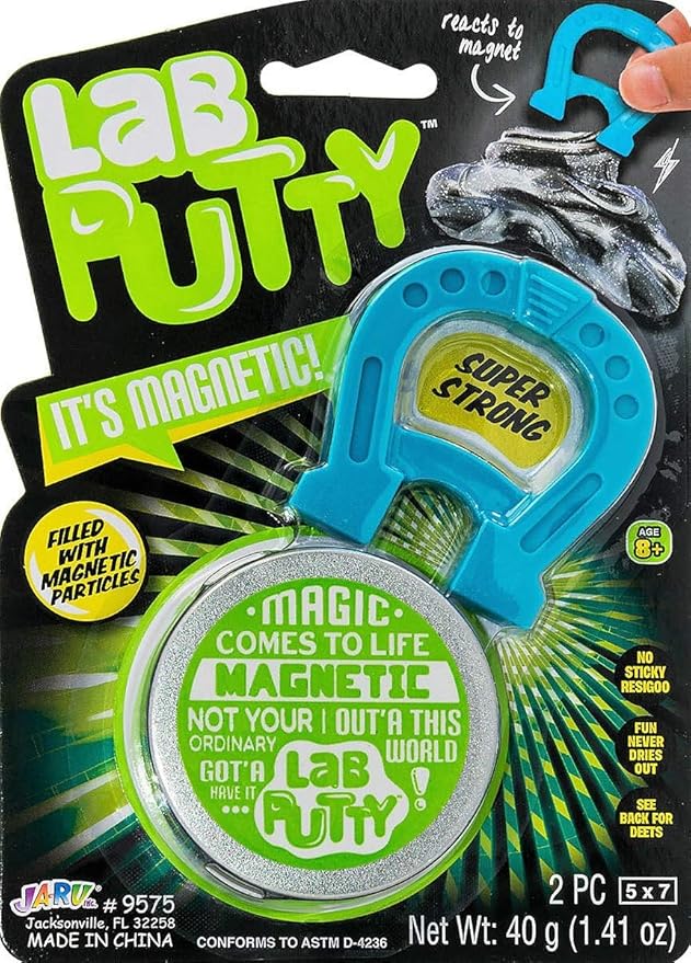 JA-RU Lab Putty Magnetic Slime with Magnet & Tin Container (1 Unit) Squishy Fidget Toy Magnetic Putty for Kids. Non Sticky Slime. Anger Management Toys. Sensory Party Favors. 9575-1B (Pack of 2)