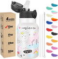 Han's Bottle Kids Water Bottle with Straw Lid - Insulated Stainless Steel Reusable Tumbler for Girls,Boys,Thermo Mug,12oz,Unicorns Girl