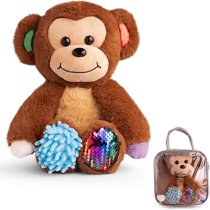 ODOXIA Sensory Monkey Stuffed Animal | Sensory Plush Toy | Fidget Stuffed Animal for Kids | Great for Sensory Needs | Sensory Stuffed Animals for Children | Sensory Pillow Plush