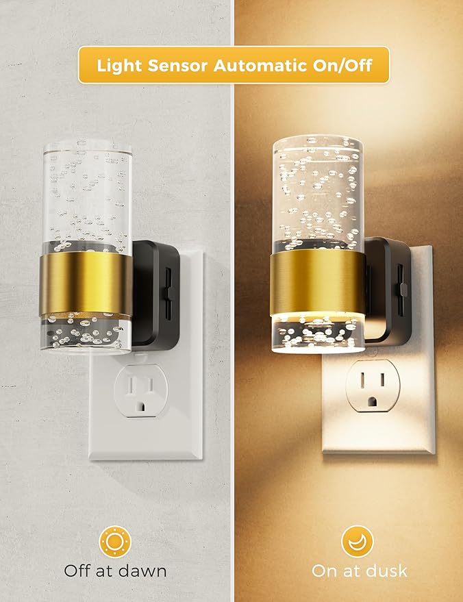 L LOHAS LED Night Lights Plug into wall, Soft Light Night Light with Adjustable Brightness, Plug in Night Light with Auto Light Sensor, Wall Sconce-Style Design Nitelight for Bathroom,Hallway, 1 Pack