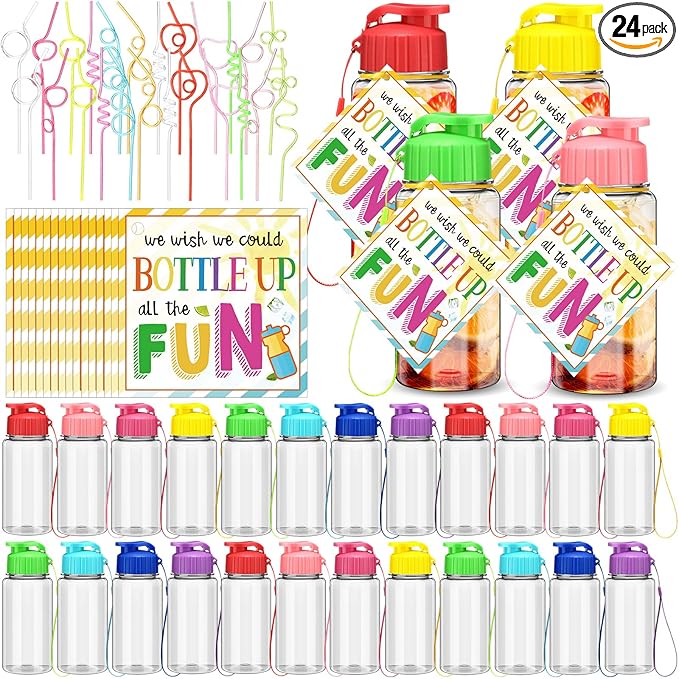 24 Set Water Bottles Bulk with Straws 12 oz End of the Year Gifts for Students Kindergarten Sports Water Bottle Summer Graduation Student Gifts from Teacher for School Classroom Party