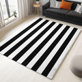 Geometric Horizontal Stripes Area Rug 5 x 7 ft Durable Rugs Black and White Non-Slip Carpet, Indoor Machine Washable Breathable Carpet for Living Room Hallway Playroom Floormat