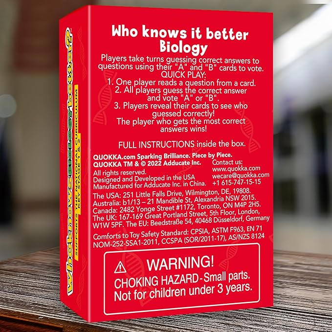 Board Games for Kids 8-12 – Family Card Games for Kids and Adults – Biology Trivia Cards for Family Game Night – Who Knows Biology Better – 500+ Questions – Fun Card Game for Families and Teens