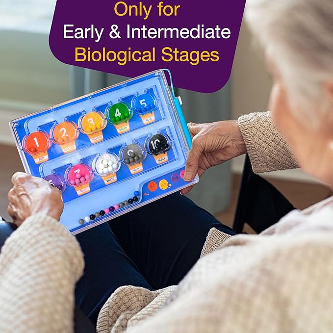Activities for Elderly with Dementia, Wooden Handhold Dementia Games for Seniors, Easy Magnetic Alzheimers Activities for Parkinson Patients, Memory Care Cognitive Puzzle Matching Board (Blue)