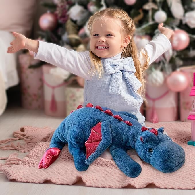 Pterosaur Stuffed Animal with Wings - Cute Soft Dinosaurs Plush Toys Little Flying Dragon Plushies Pillow Doll Christmas Birthday Gifts for Kids Boys Girls (Blue,59.05inch/150cm)