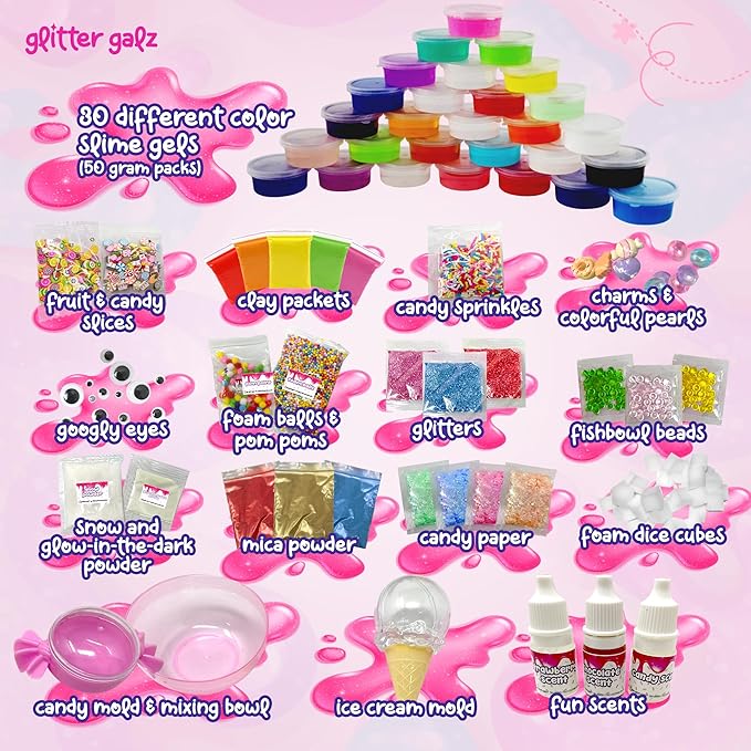 75 PCS Ultimate Slime Kit for Kids, Easter Butter Slime Making Set for Girls 6- 12, 36 Colors Premade Slime ,39 Add-ins to DIY, Glow in Dark ,Birthday Gifts & Party Favors for Girls & Boys Ages 10-12