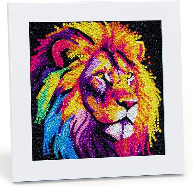 Libfx Diamond Art Kits for Kids with Frame Diamond Art for Girls Boys Beginners Arts and Crafts Ages 8-12 Birthday Gifts (Lion)