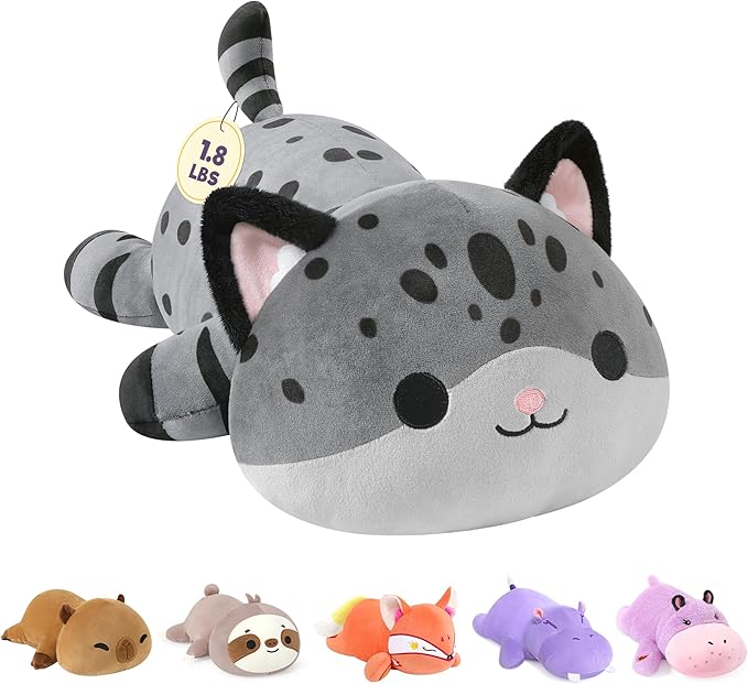 Onsoyours Original Weighted Panther Cat Plush, Cute 13.8"|1.8 Pound Hugging Black Leopard Kitty Weighted Stuffed Animal, Soft Collectible Gift for Kids & Adults