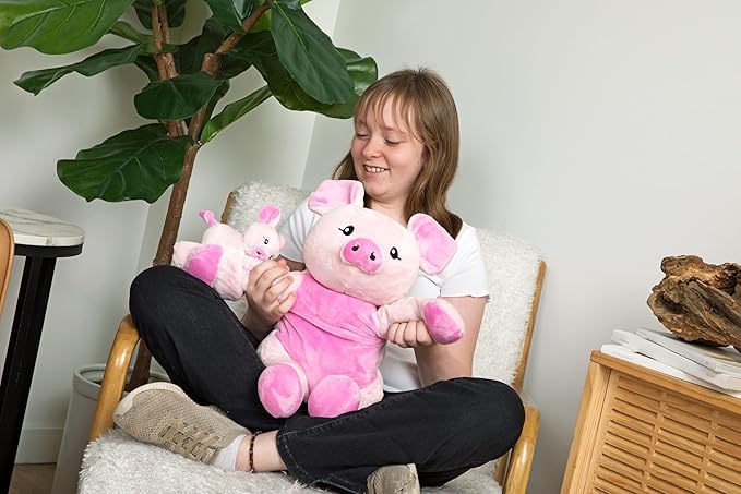 HUGIMALS Hug Babies Harper The Pig Cute Mini Plush Stuffed Animal Bracelet for Kids | Soft & Cuddly Portable Comfort Adorable On-The-Go Companion for Travel School & Adventures Ages 2+