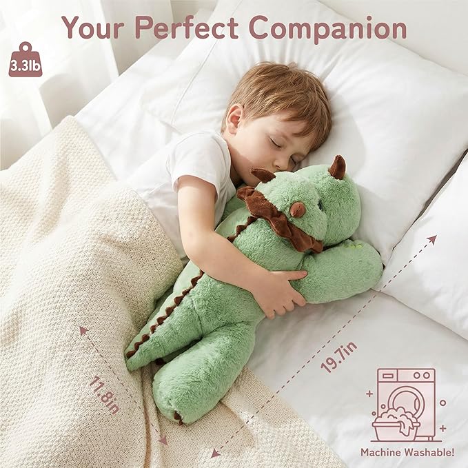 Niuniu Daddy Weighted Dinosaur Stuffed Animal for Kids & Adults, 22 Inch 3.3lb Large Plush Toy with Soft Fur, Weighted Plushies Pillow for Sensory Calm, Huggable Gift for Everyday Comfort