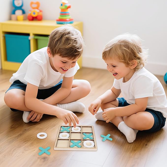 Tic Tac Toe Game - Classic XO Board Game for Kids and Adults - Portable Travel Games for Fun Family Game Night, 7" x 7"