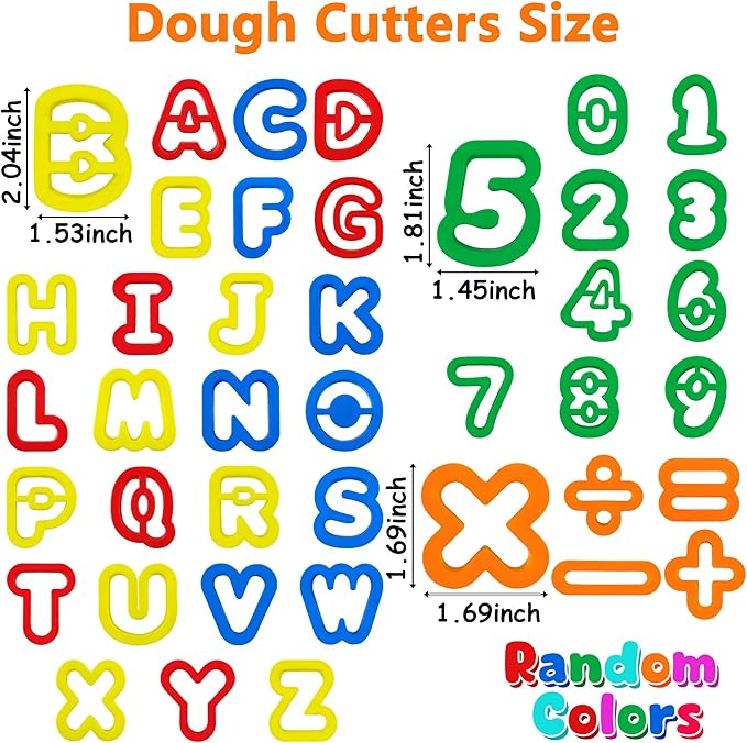 Dough Tool Set with Dough Alphabet Cutters,Numbers Cutters,Mathematical Symbols,Great Dough Tools for Learning Letters and Numbers