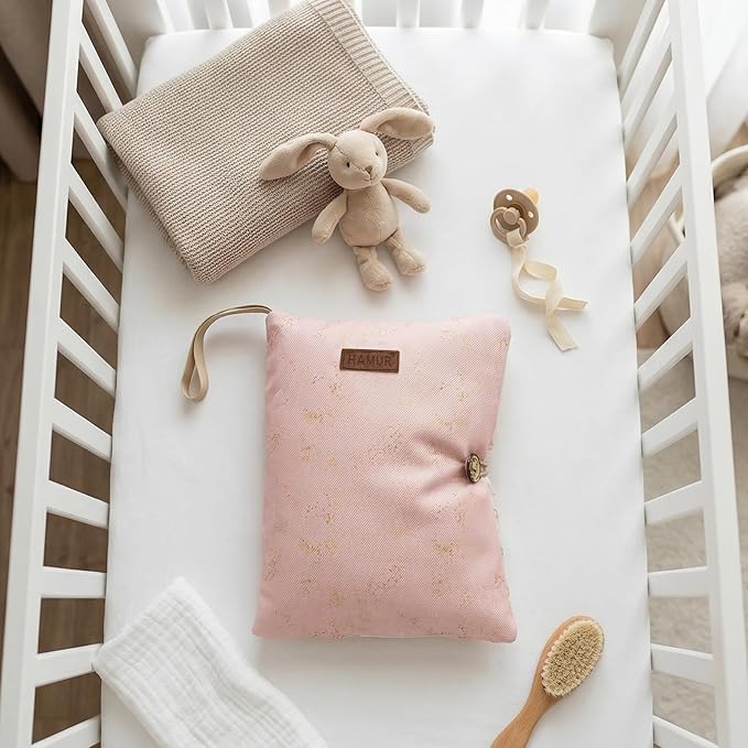 HAMUR Baby Diaper Bag Organizer – Travel-Friendly, Compact & Foldable | Stroller Pouch for Newborn Essentials – Must-Have for Boys & Girls (Solid Pink)