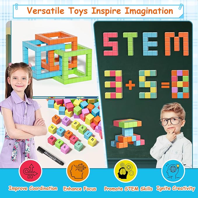 Apluses Magnetic Blocks, Magnet Building Cubes for Toddlers Ages 3-5, STEM Educational Sensory Autism Montessori Preschool Toys, Gifts for Kids Ages 4-8 Year Old Boys and Girls