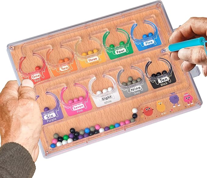 Alzheimers Products for Elderly, Wooden Handhold Games for Seniors with Dementia, Easy Magnetic Color & Number Activities for Parkinson Patients, Memory Care Cognitive Puzzle Matching Board