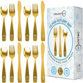 12 Piece Stainless Steel Kids Silverware Set - Child and Toddler Safe Flatware - Kids Utensil Set - Metal Kids Cutlery Set Includes 4 Small Kids Spoons, 4 Forks & 4 Knives - Gold
