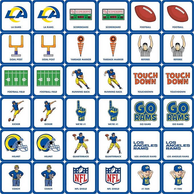 MasterPieces Sports Games - Los Angeles Rams NFL Matching Game - Game for Kids and Family - Laugh and Learn