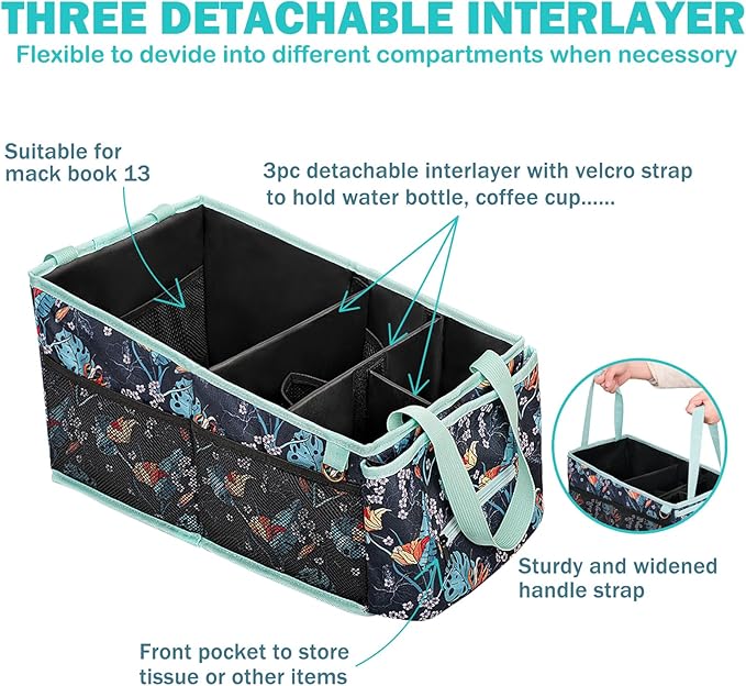 HEYSKAY Car Organizer with Tissue Box, Coffee Cup Drink Holder, Toy Books Storage for Car (Grey)