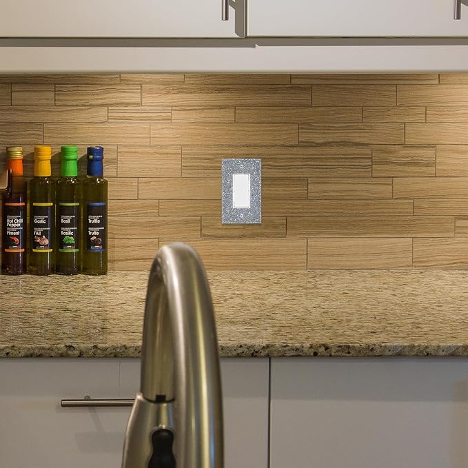 Shiny Light Switch or Outlet Covers,Sparkling Mirror Finish,Ultra Glossy & Reflective,1-Gang Rocker 5.10''x3.15'',Deep Silver