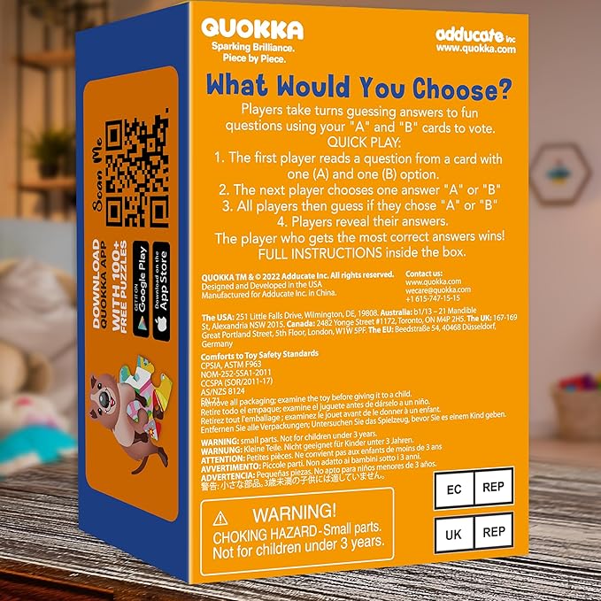 QUOKKA Board Games for Kids 8-12 – 4 Set Family Games for Kids and Adults – What Would You Choose – History, Geography, Kid, Family – Do We Rather – Fun Card Game for Families and Teens