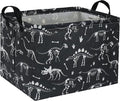 HIYAGON Rectangular Dinosaur Basket Empty Cute Storage Bin Organizer Box Dinosaur Room Decor for Books(Black Dinosaurs)