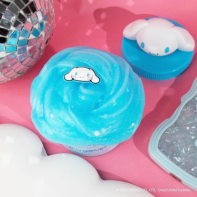 Cinnamoroll SLIMYGLOOP Jar, 8 oz. Blueberry-Scented Glitter Slime with Mix-Ins & Collectible Charm