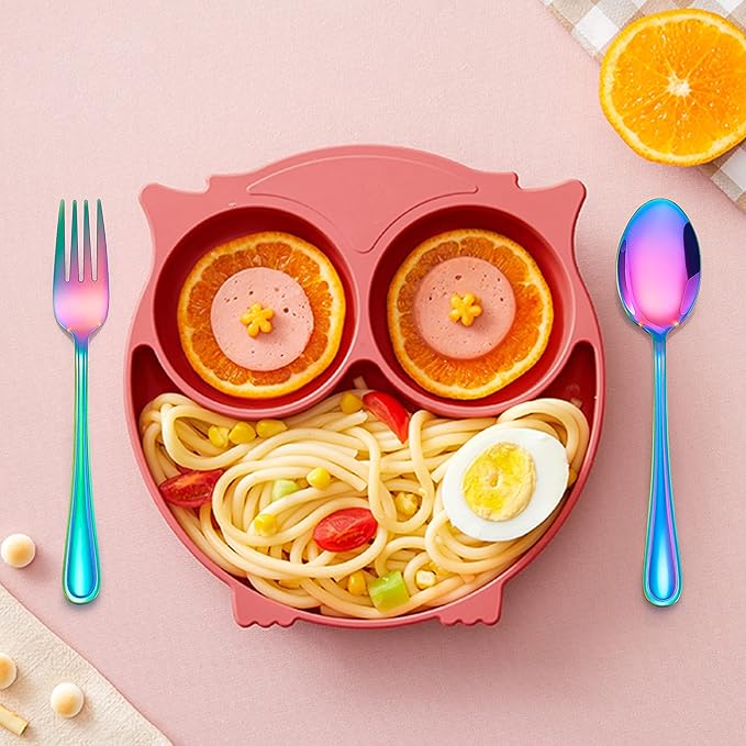 LIANYU 15-Piece Rainbow Kids Silverware Set, Stainless Steel Toddler Utensils Flatware Set, Child Cutlery Tableware Set for 5, Include knife Fork Spoon, Mirror Finished, Dishwasher Safe