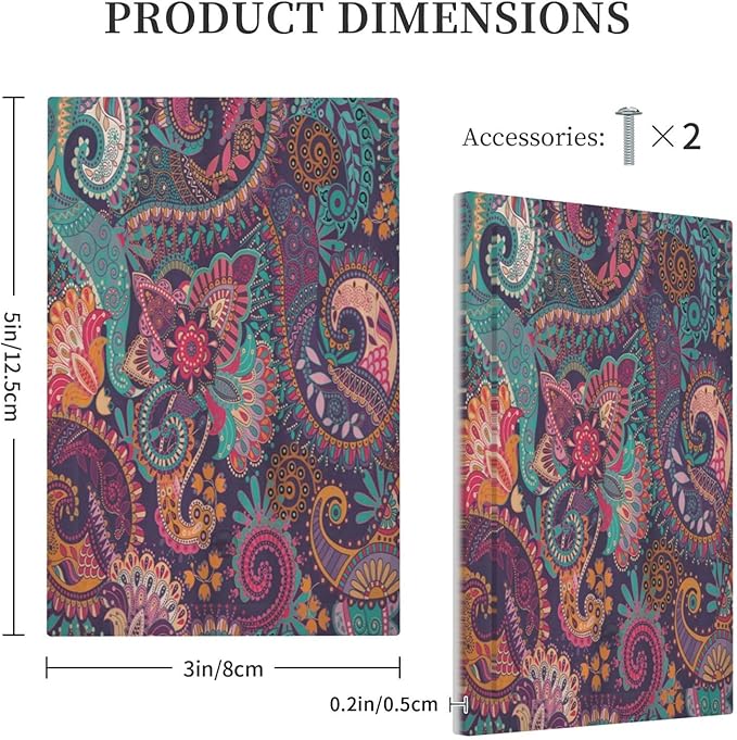 Mandala Boho Paisley Purple Floral Colorful Flower Light Switch Cover Plate 1 Gang No Device Blank Electrical Wall Plates Faceplate Decorative Switch Plate Covers for Home Bedroom Decor