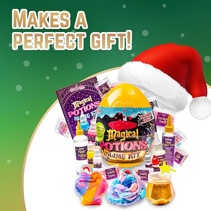 GirlZone Magic Potion Slime Kit - Glow-in-The-Dark, Multicolor, 6 Brews & Spell Book - Slime Making Kit & Magic Potion Set for Girls & Kids